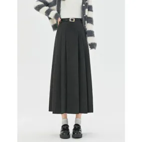 Belt Vintage Solid Color New Women Skirts High Waist Slim Casual Loose Fashion Female Streetwear Chic Skirts Khaki Black